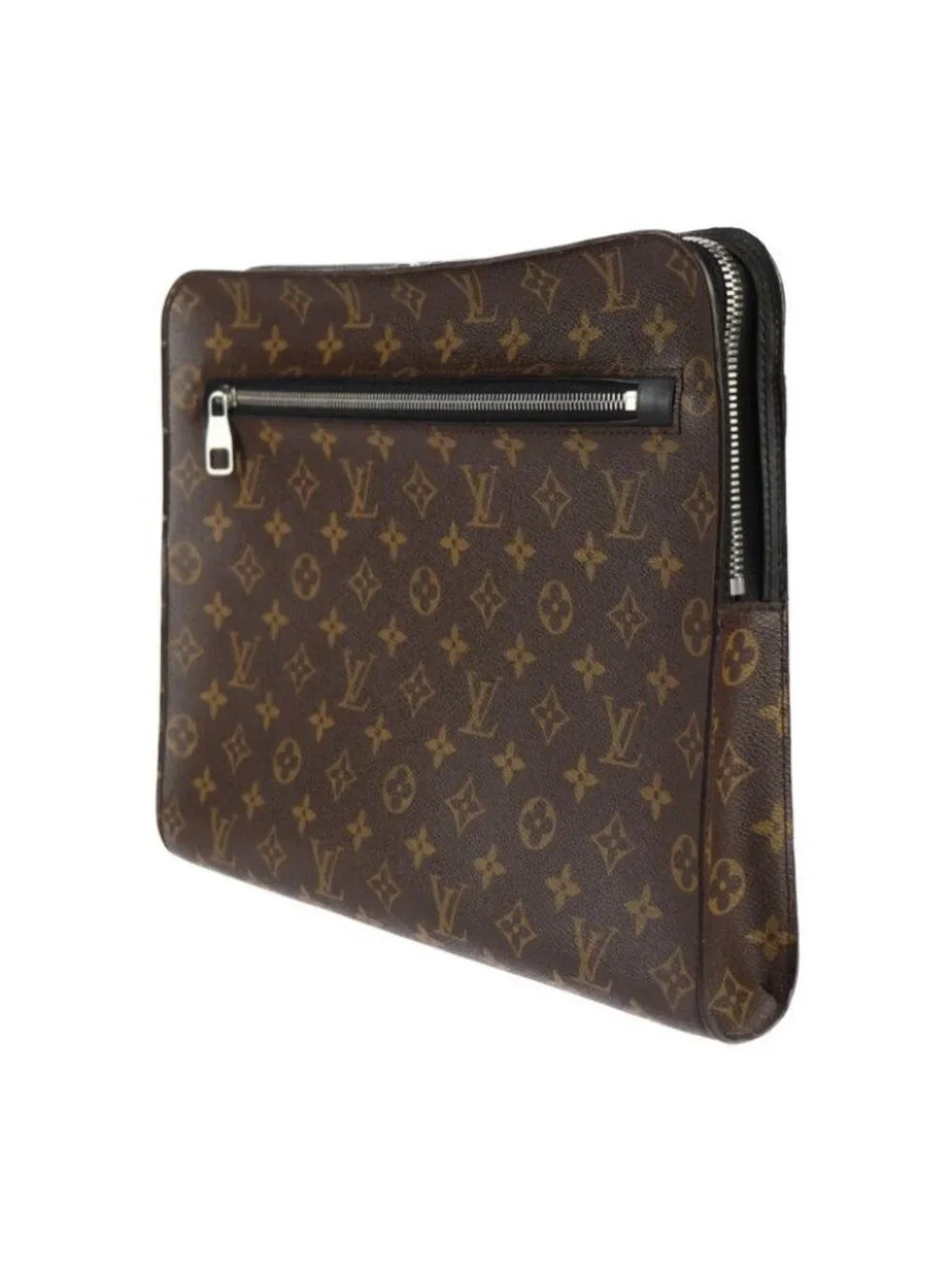 Louis Vuitton Portfolio Second Bag Leather Brown Black Silver
